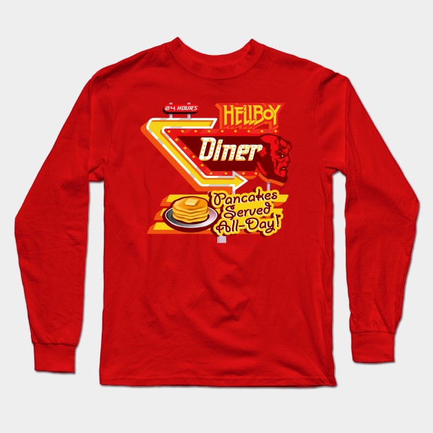 Hellsboy Diner Sign Long Sleeve T-Shirt by Alema Art